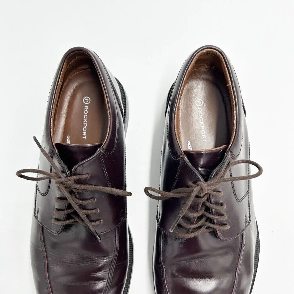 Rockport Adiprene by Adidas Size 9.5 Brown/Burgundy Leather Lace Up Dress Shoes